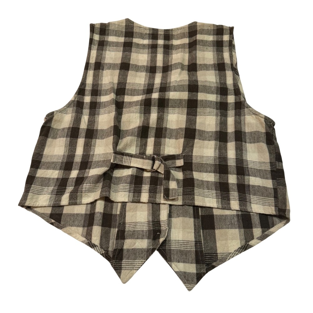 Vintage Plaid Vest 100% Cotton Cottagecore Academia Grunge Y2K Women's M Preppy - Picture 2 of 5